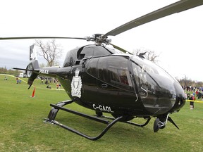 The police helicopter was on show at the eighth-annual Winnipeg Police Service Half Marathon on Sun., May 6, 2012 at Assiniboine Park. JASON HALSTEAD/WINNIPEG SUN QMI AGENCY ORG XMIT: POS1610211352440719