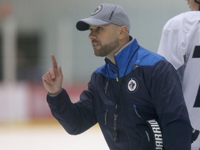 Pascal Vincent is coaching the group of Winnipeg Jets prospects at the rookie showcase in Belleville, Ont. (POSTMEDIA NETWORK FILES)