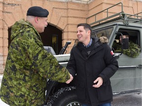 Fort Garry Horse Commanding Officer Lt.-Col. Dave Koltun welcomed Winnipeg Mayor Brain Bowman to this year's Exercise Parcel Push held at McGregor Armoury on Saturday.