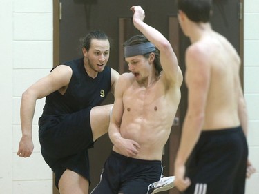 The University of Manitoba Bison's Men's volleyball team is heading to the nationals.  They had a final practice in Winnipeg today.   Tuesday,  March 14, 2017.   Sun/Postmedia Network