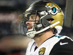 Jacksonville Jaguars quarterback Blake Bortles reacts during an NFL game on Dec. 31, 2017