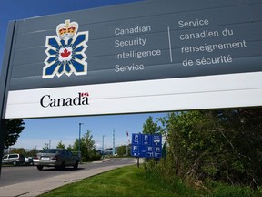 A sign for the Canadian Security Intelligence Service building is shown in Ottawa on May 14, 2013.