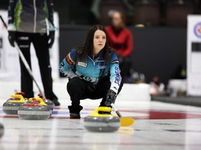 Kerri Einarson remains undefeated after beating Jenn Clark-Rouire last night. (Photo courtesy of curlmanitoba)