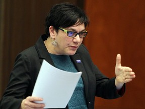 City councillor Jenny Gerbasi gestures during a speech at a council meeting in Winnipeg, Man. Wednesday December 10, 2014. Brian Donogh/Winnipeg Sun/QMI Agency