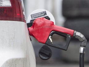 A gas pump is shown at a filling station in Montreal.