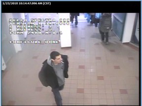 Winnipeg police are looking for a man after a random attack in a bus shack near Portage Place on Tuesday.
