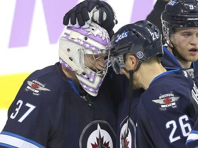 Jets captain Blake Wheeler and starting netminder Connor Hellebuyck named NHL all-stars for the first time on Wednesday. Brian Donogh/Winnipeg Sun/Postmedia Network