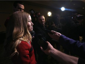 Kaitlyn Lawes meets with media as the Canadian Olympic Committee and Curling Canada presented its mixed doubles team at the Canad Inns Polo Park on Monday. Lawes and John Morris will represent Canada at the 2018 Olympics in Pyeongchang, South Korea.