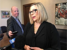Sustainable Development Minister Rochelle Squires at a press conference to discuss cottage fees at the Manitoba Legislature in Winnipeg on Friday, Jan. 12, 2018. In 2016, Tories announced a freeze on cottage fees until at least 2019.