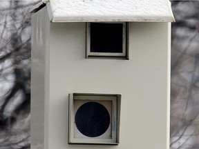 A photo radar camera is seen at Academy and Oak in Winnipeg.
