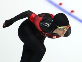 GANGNEUNG, SOUTH KOREA - FEBRUARY 18:  Heather Mclean of Canada competes during the Ladies' 500m Individual Speed Skating Final on day nine of the PyeongChang 2018 Winter Olympic Games at Gangneung Oval on February 18, 2018 in Gangneung, South Korea.
