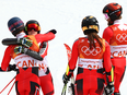 Three of the Canadian skiers did well enough to give Canada a chance to beat France, but a fourth went off course and so did Canada's hopes of winning.