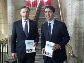 Minister of Finance Bill Morneau walks with Prime Minister Justin Trudeau before tabling the budget in the House of Commons on Parliament Hill in Ottawa on Tuesday, Feb. 27, 2018.