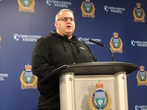 Mike Millard, 47, recounted his one-year period where he was hooked on crystal meth at Winnipeg police headquarters on Thursday, Feb. 8, 2017. Scott Billeck/Postmedia