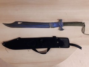 The machete seized by RCMP after a robbery.