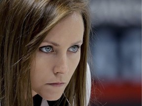 Canada's skip Rachel Homan looks on during a women's curling match against Denmark at the 2018 Winter Olympics in Gangneung, South Korea, Friday, Feb. 16, 2018.