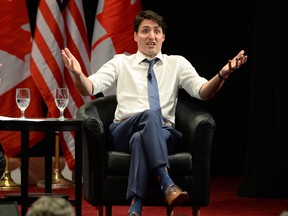 Prime Minister Justin Trudeau gestures during an appearance at the University of Chicago on Wednesday, February 7, 2018 in Chicago.