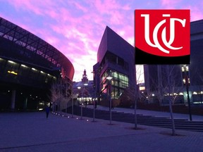 In this Facebook photo, the University of Cincinnati campus is seen alongside its logo.