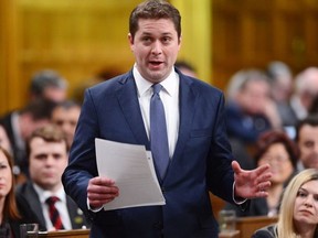 Conservative Leader Andrew Scheer responds after the federal budget was delivered in the House of Commons in Ottawa on Tuesday, Feb. 27, 2018. THE CANADIAN PRESS/Sean Kilpatrick