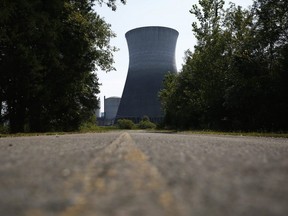 Two cooling towers can be seen at the Bellefonte Nuclear Plant, in Hollywood, Ala., on Sept. 7, 2016.