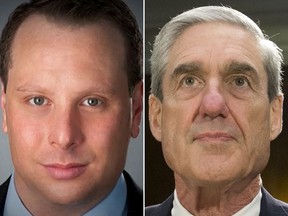 Sam Nunberg (L) and Robert Mueller are seen in a combination shot. (Courtesy Sam Nunberg/SAUL LOEB/AFP/Getty Images)