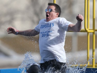 Freezin' for a Reason - The 2018 Polar Plunge, is an event organized by the Law Enforcement Torch Run (LETR), the event raises awareness and funds for The Special Olympics, the event takes place across North America.  Saturday, March 03, 2018.   Sun/Postmedia Network