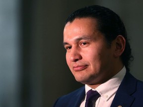 NDP Leader Wab Kinew speaks to media at the Manitoba Legislature Building in Winnipeg on Wed., March 7, 2018. Kevin King/Winnipeg Sun/Postmedia Network