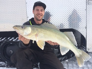 Tyler Rey with a huge Lake Winnipeg walleye