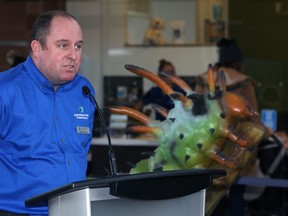 Grant Furniss, senior director of animal care and conservation, speaks about the coming Xtreme Bugs attraction to open this summer during a press conference at the Assiniboine Park Zoo in Winnipeg on Wed., March 21, 2018. Kevin King/Winnipeg Sun/Postmedia Network