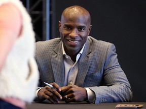 Milt Stegall, broadcaster and Hall of Fame receiver with the Winnipeg Blue Bombers, is seen at an autograph session at RBC Convention Centre in Winnipeg on Thursday, March 22, 2018 that is part of CFL Week.