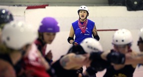 Tui Lyon, the 2018 Roller Derby World Cup MVP for Australia, leads the Winnipeg Roller Derby League's training camp at the Duncan Arena Sportsplex in Winnipeg on Sun., March 25, 2018. Kevin King/Winnipeg Sun/Postmedia Network