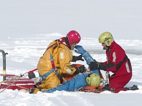 At around noon on Saturday, Winnipeg Fire Paramedic Service (WFPS) Water Rescue team helped rescue a snowmobile driver who had partially broken through the ice on the La Salle River in St. Norbert.