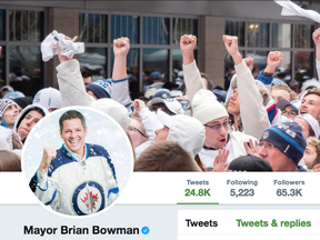 Winnipeg Mayor Brian Bowman put control of his Twitter account up for grabs with the Nashville mayor in a bet on the outcome of the Jets vs. Predators NHL playoff series.