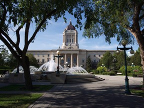 The Manitoba Legislature in Winnipeg, Saturday, August 30, 2014. Manitoba’s child welfare agencies are suing the province for more than $250-million, alleging the government is holding back money. THE CANADIAN PRESS/John Woods