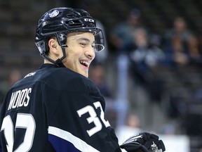 Justin Woods, the latest player to join the Manitoba Moose, says he's a different person since his battle with cancer. Jacksonville Icemen hosted the Florida Everblades at the Veterans Memorial Arena in Jacksonville, Fla., Saturday, March 10, 2018. (Gary Lloyd McCullough/ For the Icemen)