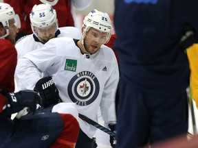 Paul Stastny catches his breath during Jets practice at Bell MTS Iceplex in Winnipeg on Tuesday. (Kevin King/Winnipeg Sun)