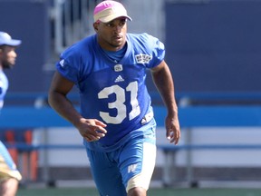 Just six months after he suffered a devastating Achilles injury, Moe Leggett was back on the field with the Winnipeg Blue Bombers Tuesday.