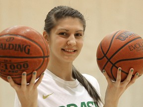 Glenlawn Lions basketball center Emily Potter is seen at practice in Winnipeg, Man. Tuesday March 12, 2013. BRIAN DONOGH/WINNIPEG SUN/QMI AGENCY