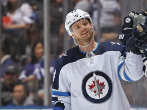 TORONTO, ON - MARCH 31:  Josh Morrissey #44 of the Winnipeg Jets celebrates a goal against the Toronto Maple Leafs during an NHL game at the Air Canada Centre on March 31, 2018 in Toronto, Ontario, Canada. The Jets defeated the Maple Leafs 3-1. (Photo by Claus Andersen/Getty Images)