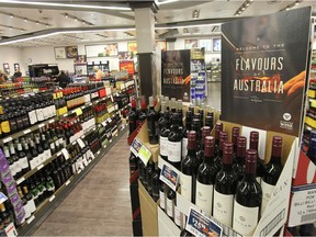 A display highlighting Australian wine at the Winnipeg Wine Festival is seen at the Grant Park Liquor Mart on Thursday, April 24, 2014.