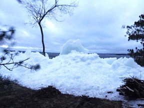 Ice buildup on shorelines is possible with high winds forecast in the south basins of Lake Winnipeg and Lake Manitoba.