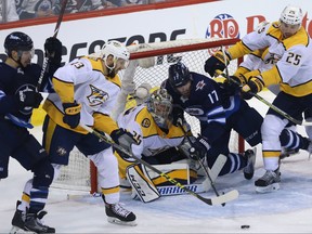 Adam Lowry knows the Jets will need to win a second game in a row to eliminate the Predators Monday night -- something that neither team has been able to do in this series.