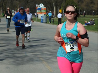 Runners near the finish line of the Winnipeg Police Service half marathon in Assiniboine Park in Winnipeg on Sun., May 6, 2018. Kevin King/Winnipeg Sun/Postmedia Network