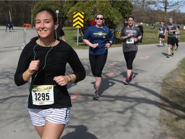 Runners near the finish line of the Winnipeg Police Service half marathon in Assiniboine Park in Winnipeg on Sun., May 6, 2018. Kevin King/Winnipeg Sun/Postmedia Network
