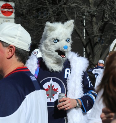 Fans take in the Whiteout Street Party prior to the Winnipeg Jets facing the Vegas Golden Knights in Game 1 of their Western Conference final series in Winnipeg on Sat., May 12, 2018. Kevin King/Winnipeg Sun/Postmedia Network