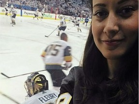 Australian Tina Girdler, who traveled to Winnipeg specifically this past week to see Marc-Andre Fleury of the Vegas Golden Knights play live for the first time.