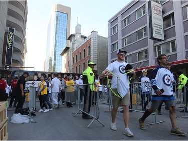 Fans arrive at the Whiteout Street Party before the Winnipeg Jets met the Vegas Golden Knights in Game 2 of the Western Conference final in Winnipeg on Mon., May 14, 2018. Kevin King/Winnipeg Sun/Postmedia Network