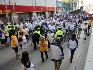 Fans arrive at the Whiteout Street Party before the Winnipeg Jets met the Vegas Golden Knights in Game 2 of the Western Conference final in Winnipeg on Mon., May 14, 2018. Kevin King/Winnipeg Sun/Postmedia Network