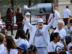 He's got the Cup at the Whiteout Street Party before the Winnipeg Jets met the Vegas Golden Knights in Game 2 of the Western Conference final in Winnipeg on Mon., May 14, 2018. Kevin King/Winnipeg Sun/Postmedia Network
