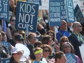 The Manitoba Teachers Society held a rally at the Legislative Building Friday.